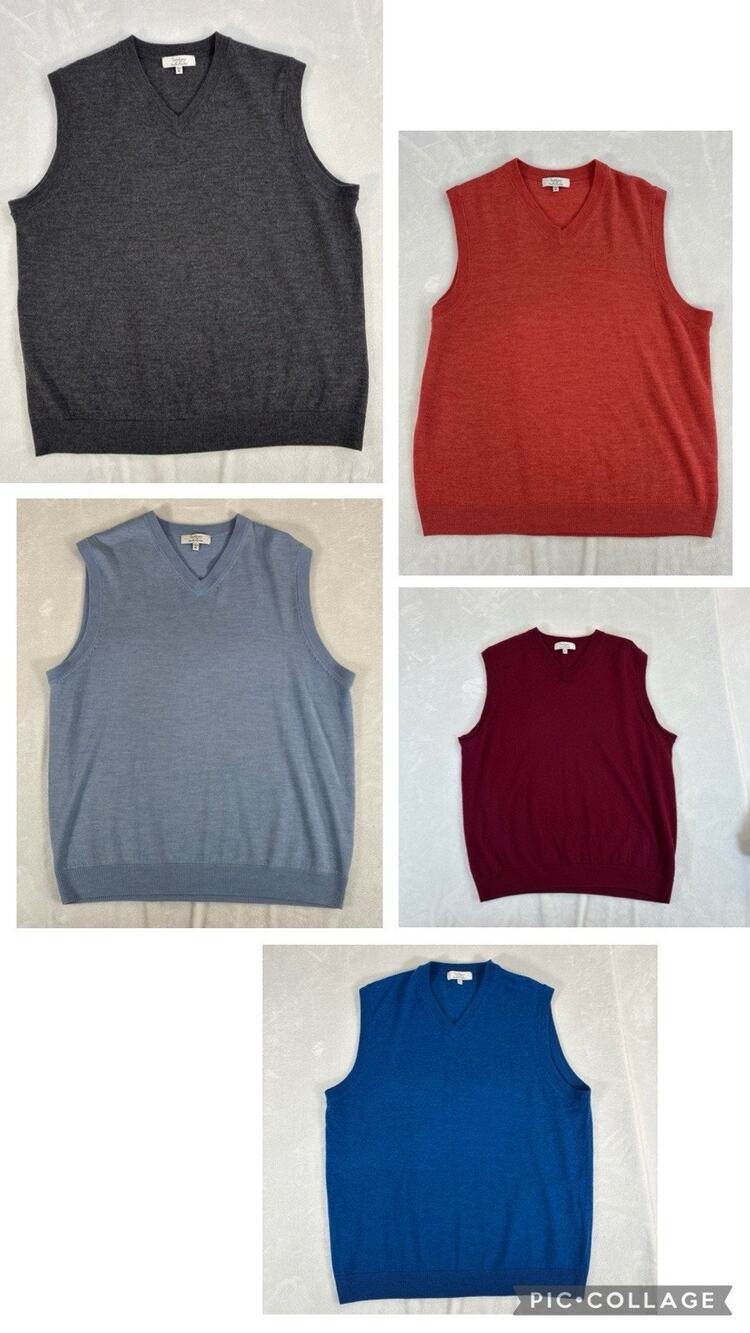 Lot of 5 Turnbury 100% Extra Fine Merino Wool Sleeveless Sweater Vest Mens Sz XL